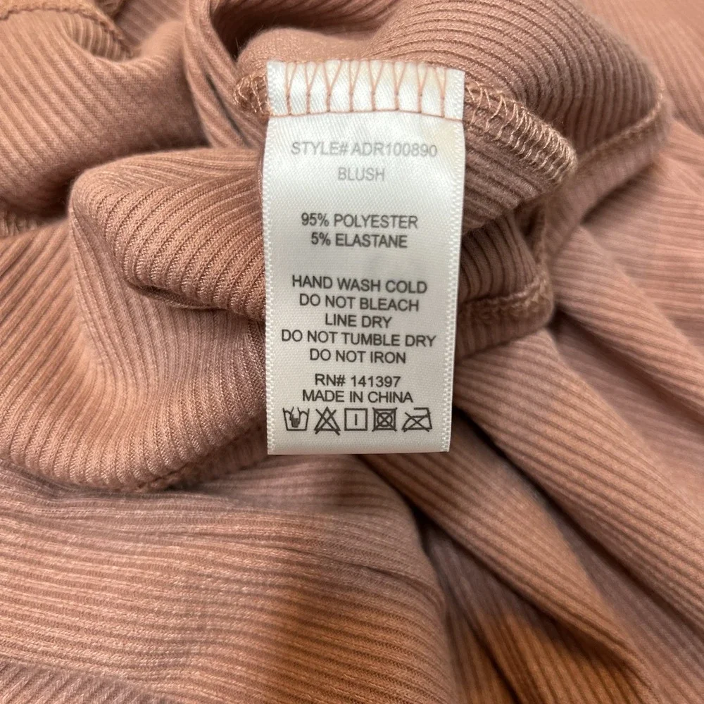 ASTR the Label Hook‎ & Eye Ribbed Knit Stretch Bodycon Mini Dress Blush Pink M